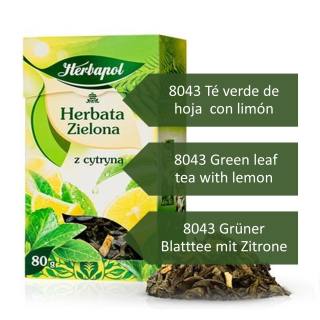 8043 Té verde de hoja con limón 8043 Green leaf tea with lemon 8043 Grüner Blatttee mit Zitrone Herbapol