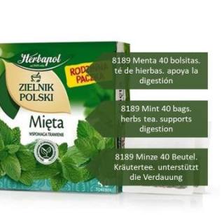 8189 Mint 40 bags. herbs tea. supports digestion